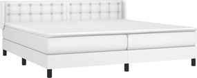 vidaXL Κρεβάτι Boxspring με Στρώμα Λευκό 200x200 εκ. Συνθετικό Δέρμα