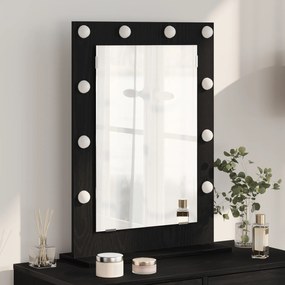 vidaXL Καθρέφτης Vanity με LED Φώτα Μαύρο Δρυς 70x50x18 εκ.