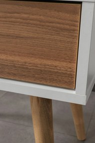 Κομοδίνο Λευκό / Καρυδί ROMA 55x55x30
