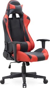 Καρέκλα γραφείου Gaming Alonso Megapap από τεχνόδερμα χρώμα κόκκινο - μαύρο 67x70x125/135 εκ.
