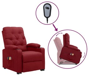 vidaXL Πολυθρόνα Μασάζ Ανακλινόμενη με Ανύψωση Μπορντό Υφασμάτινη