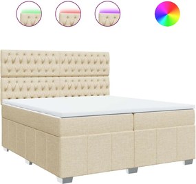 vidaXL Κρεβάτι Boxspring με Στρώμα Κρεμ 200x200 εκ. Υφασμάτινο