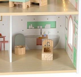 Ξύλινο Κουκλόσπιτο Ροζ KX3053 IKONKA