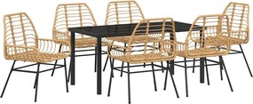 vidaXL Σέτ φαγητού για κήπο 7 pcs Καφέ συνθετικό ρατάν