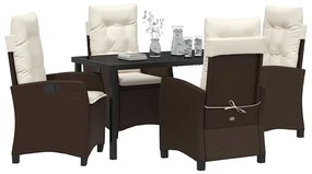vidaXL Σέτ φαγητού για κήπο 5 pcs Καφέ συνθετικό ρατάν