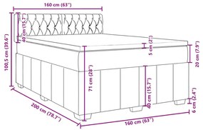 Κρεβάτι Boxspring με Στρώμα Σκούρο Καφέ 160x200 εκ Υφασμάτινο - Καφέ