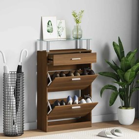 vidaXL Παπουτσοθήκη Καφέ Δρυς 63x24x104 εκ. από Επεξεργασμένο Ξύλο