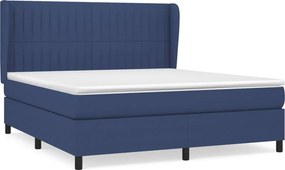 vidaXL Κρεβάτι Boxspring με Στρώμα Μπλε 180x200 εκ. Υφασμάτινο