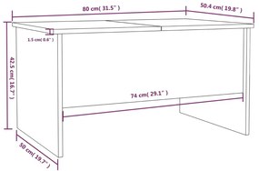 Τραπεζάκι Σαλονιού Sonoma Δρυς 80x50x42,5 εκ Επεξεργασμένο Ξύλο - Καφέ