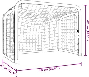 vidaXL Τέρμα Χόκεϊ με Δίχτυ Κόκκινο/Λευκό 68x32x47 εκ. Ατσάλι/Πολυεστ.