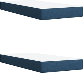 vidaXL Κρεβάτι Boxspring με Στρώμα Μπλε 200x200 εκ. Υφασμάτινο