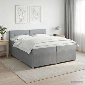 vidaXL Κρεβάτι box spring με στρώμα Ανοιχτό γκρι 200 x 200 cm Ύφασμα