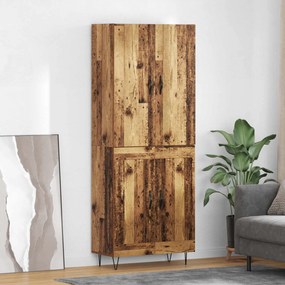 vidaXL Highboard 2 pcs Παλιό ξύλο Μηχανική ξυλεία και γυαλί