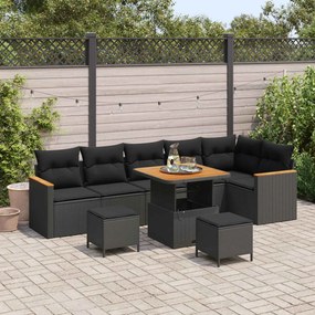 vidaXL Σετ Καναπέ Κήπου 9 pcs Μαύρο συνθετικό ρατάν