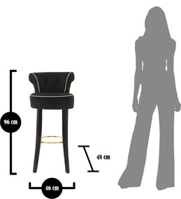 Σκαμπό Μπαρ Μαύρο LUXY 48x46x96