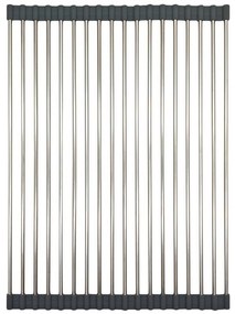 Στεγνωτήριο Kinghoff KH 1903, 45x32 cm, Ανθεκτικό στη διάβρωση, Ακμές σιλικόνης, Αντιολισθητικό, Πτυσσόμενο, Inox/γκρι