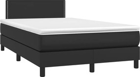 vidaXL Κρεβάτι Boxspring με Στρώμα &amp; LED Μαύρο 120x200 εκ. Συνθ. Δέρμα