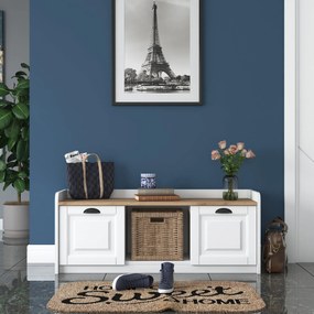 Παπουτσοθήκη P2 - 1808 - Χρώμα Λευκό &amp; Καρυδί - 120x40x45εκ