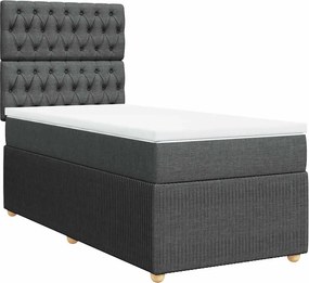 vidaXL Κρεβάτι Boxspring με Στρώμα Σκούρο Γκρι 100x200 εκ. Υφασμάτινο
