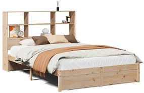 vidaXL Κρεβάτι Βιβλιοθήκη Χωρίς Στρώμα 150x200 εκ Μασίφ Ξύλο Πεύκου