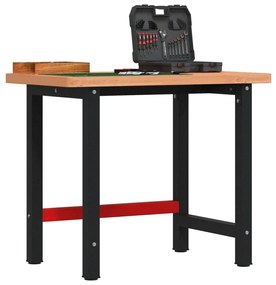 vidaXL Πάγκος Εργασίας Ορθογώνιος 100x60x83 εκ. από Μασίφ Ξύλο Οξιάς