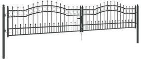 vidaXL Πύλη Φράχτη με Στρογγυλή Κορυφή Γκρι 404 x 75 εκ. Ατσάλι