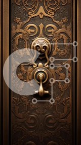 Intra Συλλεκτικό Ξύλινο Παζλ Plywood 4mm - Περίπλοκη μπρούτζινη πόρτα με καλλιτεχνικά σχέδια Σε Ξύλινο Κουτί - Διαστάσεις Puzzle: 10x10 cm – 25 κομμάτια