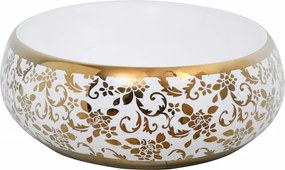 vidaXL Νιπτήρας Οβάλ Λευκός και Χρυσός 59 x 40 x 15 εκ. Κεραμικός