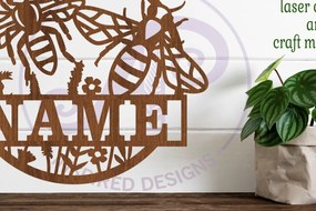 Intra απο ξύλο plywood 3mm-4mm πάχος Πινακίδα ονόματος με θέμα τη μέλισσα Σημάδι κοπής με λέιζερ Δίασταση 6x6 cm INTRAFABR-86126864