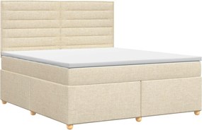 vidaXL Κρεβάτι box spring με στρώμα Κρεμ 140 x 200 cm Ύφασμα