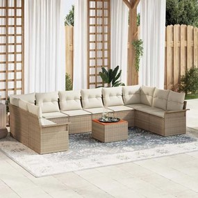 vidaXL Σετ Καναπέ Κήπου 11 pcs Μπεζ Πολυ ράταν