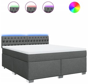 vidaXL Κρεβάτι Boxspring με Στρώμα Σκούρο Γκρι 180x200 εκ Υφασμάτιν