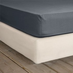 Σεντόνι Unicolors Με Λάστιχο Midnight Grey Nima Μονό 100x232cm 100% Βαμβάκι