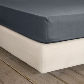 Σεντόνι Unicolors Με Λάστιχο Midnight Grey Nima Μονό 100x232cm 100% Cotton