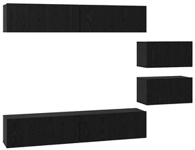 vidaXL Σετ επίπλου τηλεόρασης 6 pcs Μαύρη Οξυά 80 x 30 x 30.5 εκ Small