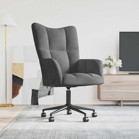 vidaXL Πολυθρόνα Relax Σκούρο Γκρι Βελούδινη