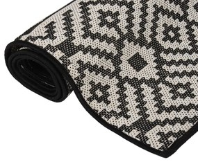 vidaXL Χαλί Εξωτερικού Χώρου με Επίπεδη Ύφανση Μαύρο Ριγέ 160x230 εκ.