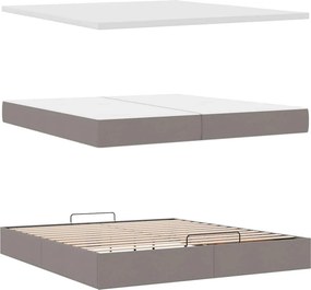 vidaXL Οθωμανικό κρεβάτι με στρώματα Taupe 200x200cm ύφασμα