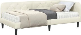 vidaXL Κρεβάτι Γωνίας Κρεμ 90 x 190 cm Βελούδο