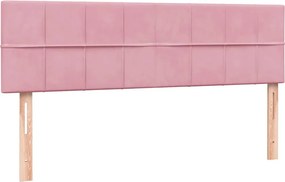 vidaXL Κρεβάτι Boxspring με Στρώμα &amp; LED ροζ 160x220 cm Βελούδινο