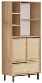 Στήλη Μπάνιου 956LCS3470 74,8x35,5x161,6cm Walnut-Oak Μοριοσανίδα, Μέταλλο