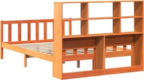 vidaXL Κρεβάτι Βιβλιοθήκη Χωρίς Στρώμα Καφέ 150x200 εκ Μασίφ Πεύκο