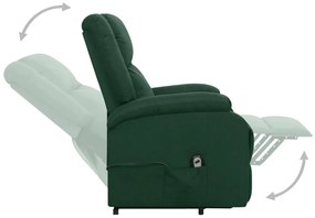 vidaXL Πολυθρόνα με Ανύψωση Σκούρο Πράσινη Υφασμάτινη