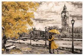 Πίνακας σε καμβά "Big Ben And Yellow Leaves" Megapap ψηφιακής εκτύπωσης 125x80x3εκ. - 0241207