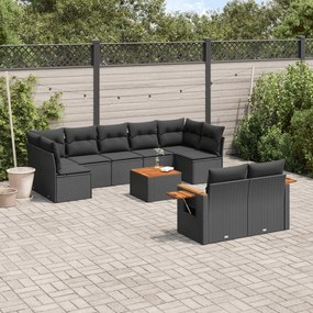 vidaXL Patio Sofa Set 10-θέσια Black