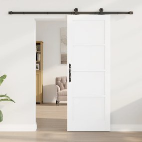 vidaXL Συρόμενη Πόρτα με Σετ Εξαρτημάτων 'ORKDAL' Λευκή Μασίφ Ξύλινη Πεύκου