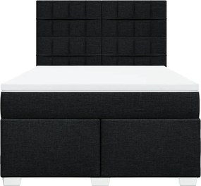 vidaXL Κρεβάτι Boxspring με Στρώμα Μαύρο 140x190 εκ. Υφασμάτινο