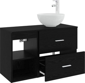 vidaXL Σετ Επίπλων Μπάνιου 2 pcs Μαύρη Δρυς Επεξεργασμένο Ξύλο