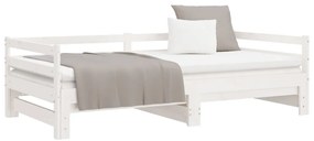 vidaXL Καναπές Κρεβάτι Λευκός 2 x (90 x 200) εκ. από Μασίφ Ξύλο Πεύκου
