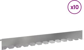 vidaXL Περίγραμμα γκαζόν 10 τμχ. 102 x 10 x 4 εκ. Ατσάλι Ασημί